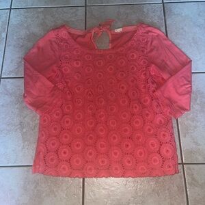 J. Crew Coral Lace Blouse